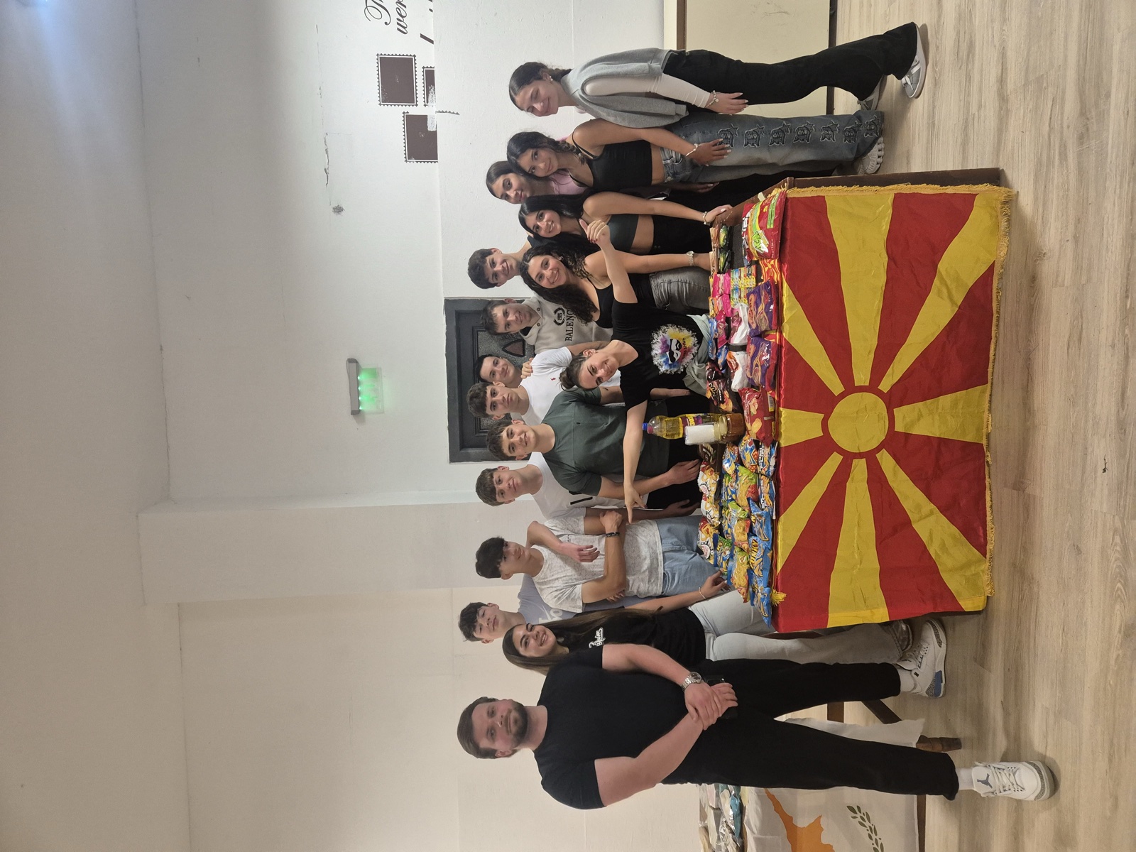 The North Macedonian and Cypriot table at the Intercultural Night, loaded with snacks